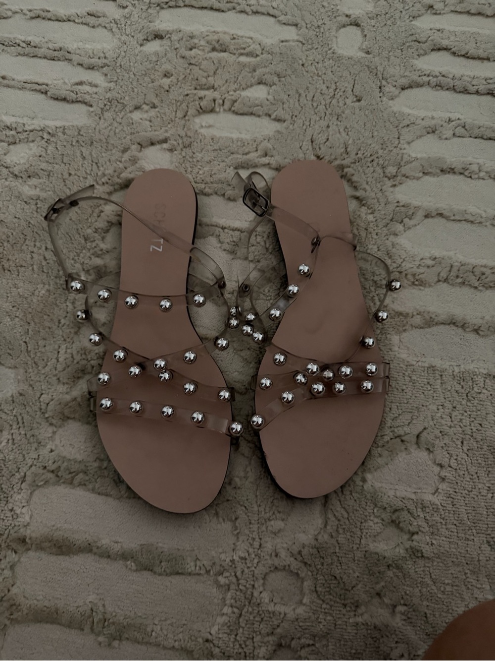 SCHUTZ Clear Jelly Sandals with Silver Studs